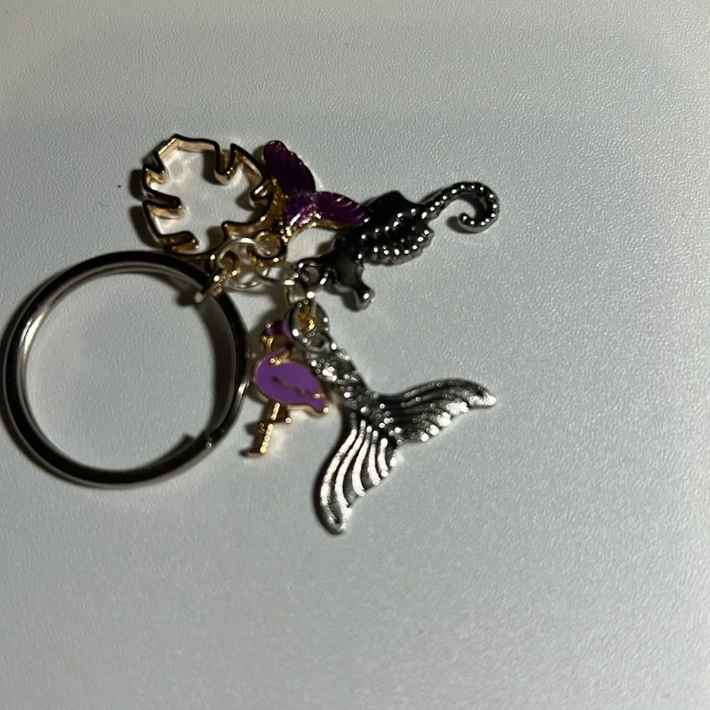 Silver keychain with charms‎